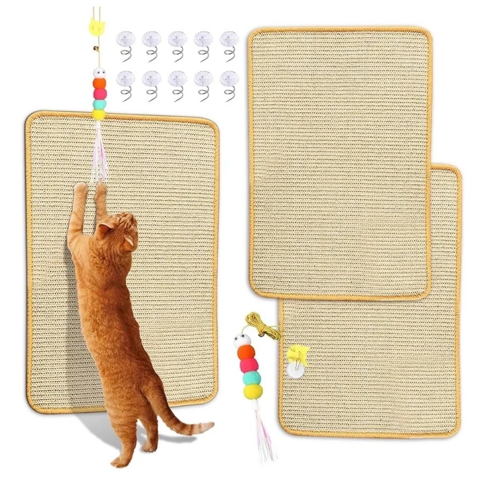Sisal Scratching Mat, 2 Packs Natural Fabric 23.6